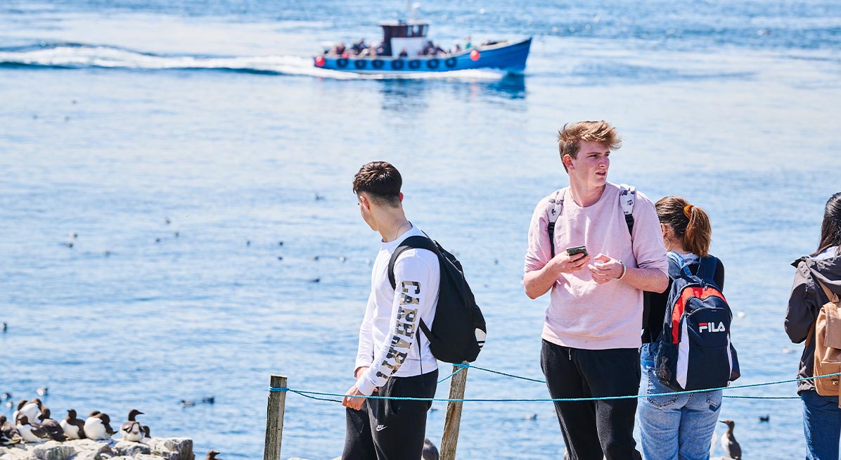 Students during a field trip to the Farne Islands